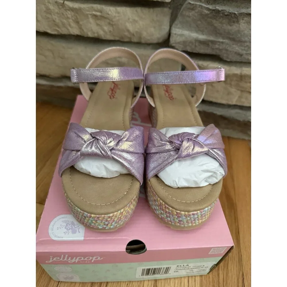 Girls Jellypop Purple‎ Holographic Ella Platform Sandals Sz 5